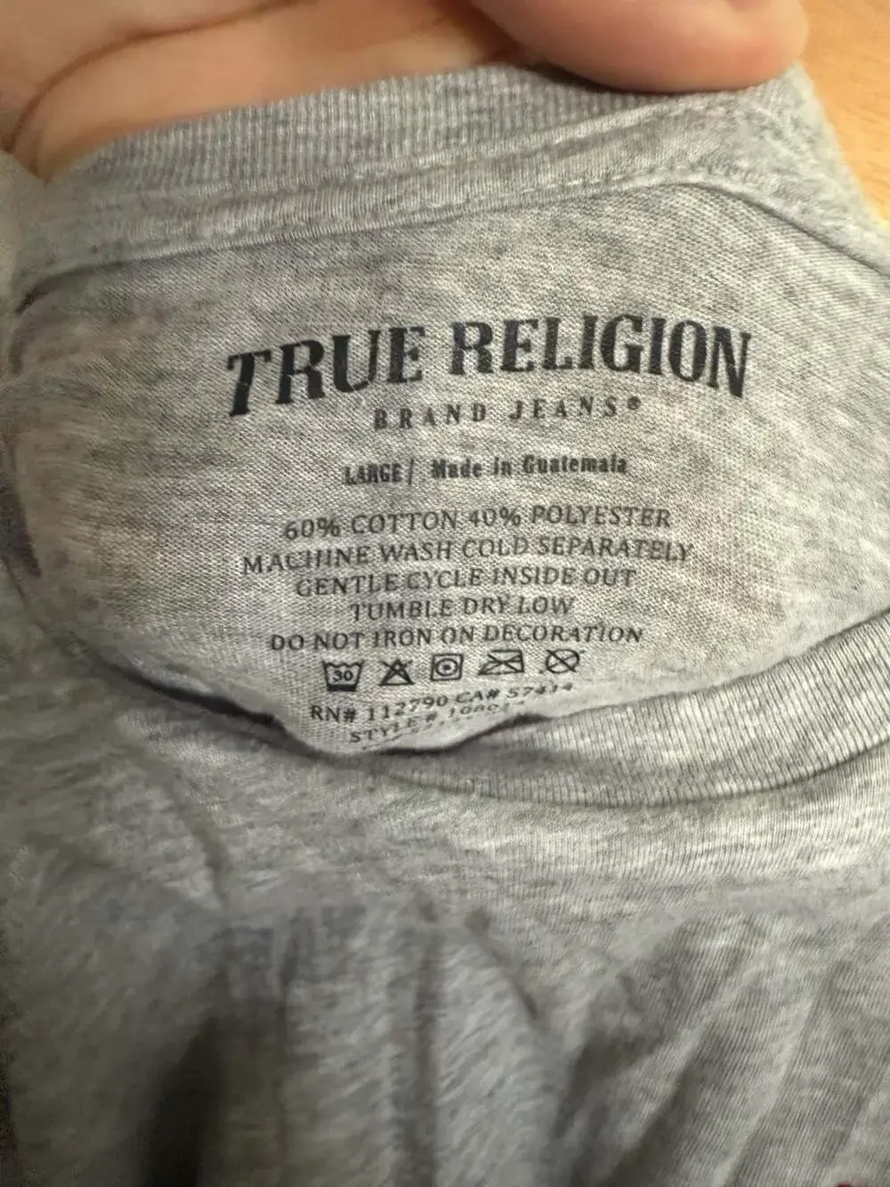 True Religion Buddha Logo T-Shirt Size Large Gray Crafted With Pride